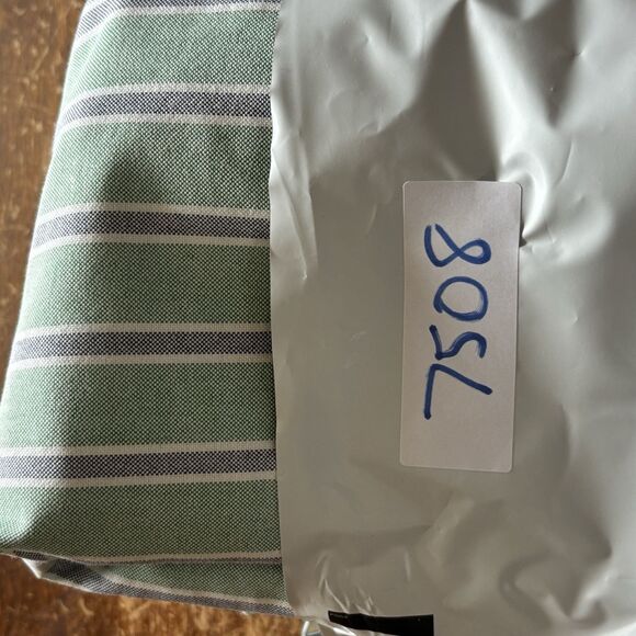 Vintage Ralph Lauren Shirt 17 Xl Green Yarmouth Striped Button‎ Down Flesh Pony - Picture 11 of 11